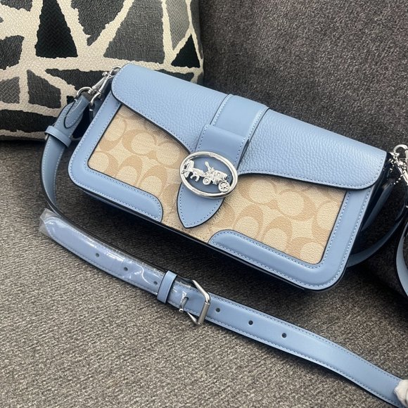 COACH Georgie Shoulder Bag in Marble Blue C4067 Pale blue - Picture 4 of 9